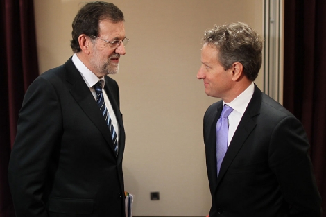 Rajoy y Geithner, este miércoles en Marsella. | AP/Pool