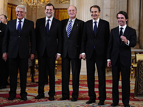 González, Rajoy, el Rey, Zapatero y Aznar. | Afp