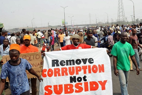 Imagen de una de las protestas, la semana pasada en Lagos.| Afp