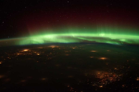 Imagen de una aurora vista desde la Estación Espacial. | NASA