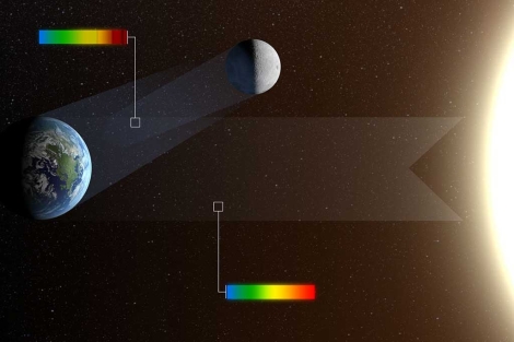 Recreación del reflejo que proyecta la Tierra sobre la Luna. | ESO