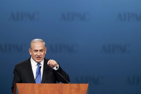 Netanyahu, durante su intervención en la AIPAC, principal 'lobby' judío de EEUU. | Reuters