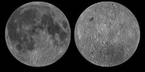 La cara visible (izda.) y la cara oculta (dcha.) de la Luna | NASA, LRO