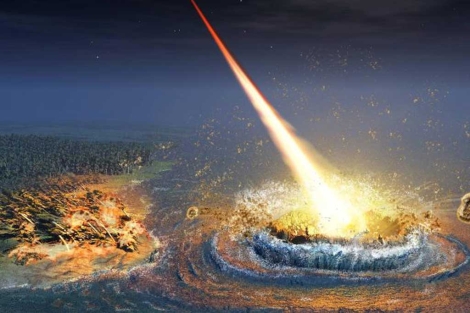 Recreación del impacto de un meteorito y el cráter que produce. | Nicolle Rager-Fuller/NSF